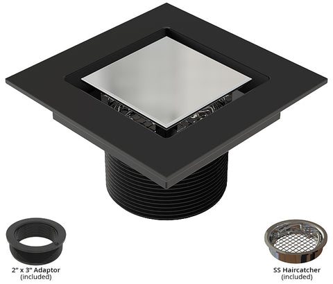 BCS.202.33.11 - 4" x 4" Flat Square Split Finish Shower Drain Outlet - Chrome Plated