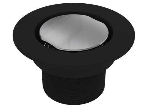 BCS.102.33.11 - 4" Flat Round Split Finish Shower Drain Outlet - Matte Black / Chrome