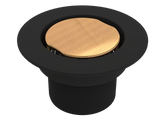BCS.102.33.77 - 4" Flat Round Split Finish Shower Drain Outlet - Matte Black / Luxe Bronze