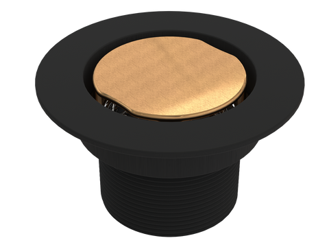 BCS.102.33.77 - 4" Flat Round Split Finish Shower Drain Outlet - Matte Black / Luxe Bronze