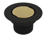 BCS.102.33.88 - 4" Flat Round Split Finish Shower Drain Outlet - Matte Black / Brushed Gold