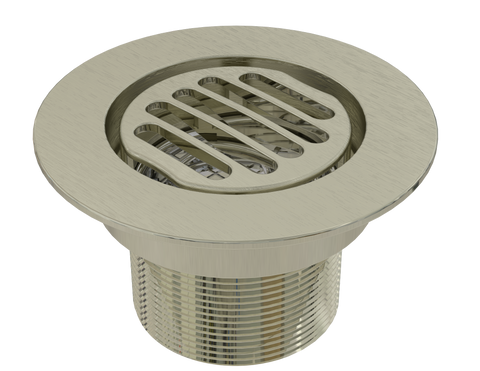 BCS.152.22 - 4" Slotted Round Drain Outlet - Brushed Nickel