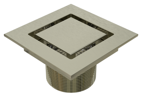 BCS.202.22 - 4" x 4" Flat Square Drain Outlet - Brushed Nickel
