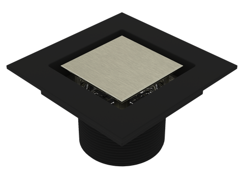 BCS.202.33.22 - 4" x 4" Flat Square Split Finish Shower Drain Outlet - Brushed Nickel