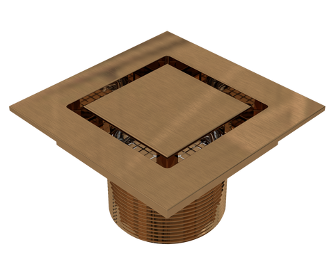 BCS.202.77 - 4" x 4" Flat Square Drain Outlet - Luxe Bronze