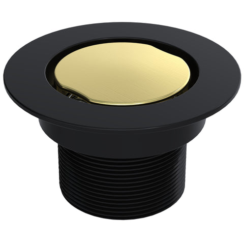 BCS.102.33.88 - 4" Flat Round Split Finish Shower Drain Outlet - Matte Black / Brushed Gold