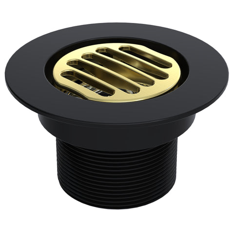 BCS.152.33.88 - 4" Slotted Round Split Finish Shower Drain Outlet - Brushed Gold