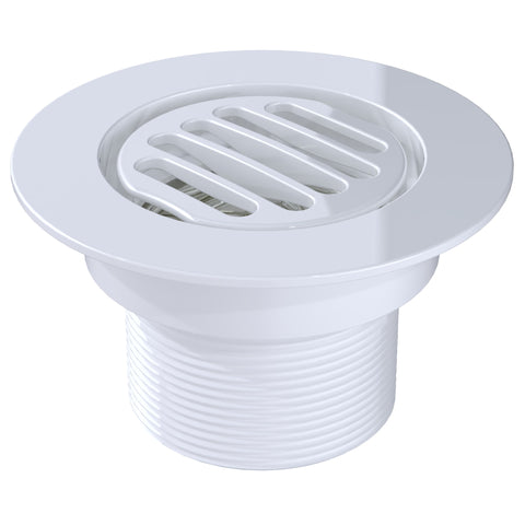 BCS.152.44 - 4" Slotted Round Drain Outlet - White
