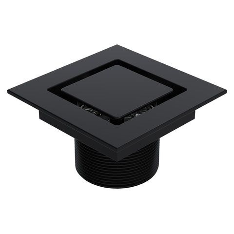 BCS.202.33 - 4" x 4" Flat Square Drain Outlet - Matte Black