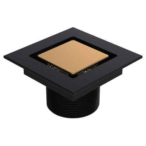 BCS.202.33.77 - 4" x 4" Flat Square Split Finish Shower Drain Outlet - Luxe Bronze