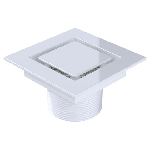 BCS.202.44 - 4" x 4" Flat Square Drain Outlet - White