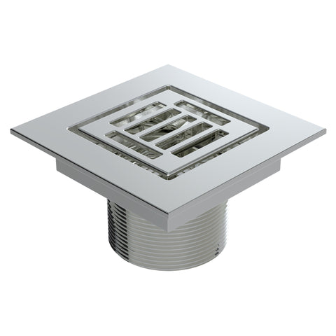 BCS.252.11 - 4" x 4" Slotted Square Drain Outlet - Chrome Plated