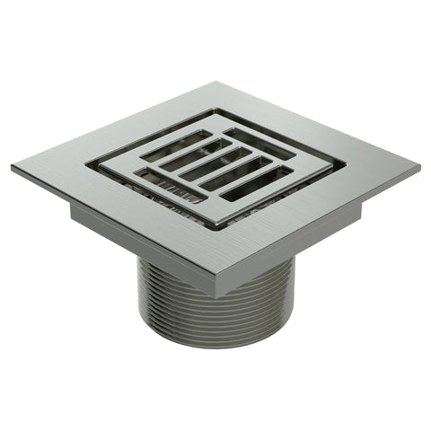 BCS.252.22 - 4" x 4" Slotted Square Drain Outlet - Brushed Nickel