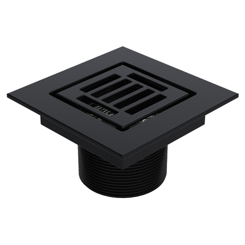 BCS.252.33 - 4" x 4" Slotted Square Drain Outlet - Matte Black