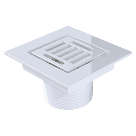 BCS.252.44 - 4" x 4" Slotted Square Drain Outlet - White