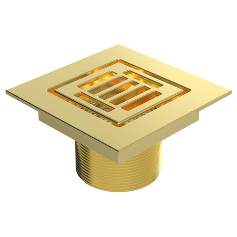 BCS.252.88 - 4" x 4" Slotted Square Drain Outlet - Brushed Gold