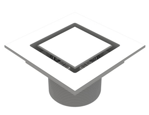 BCS.202.44 - 4" x 4" Flat Square Drain Outlet - White